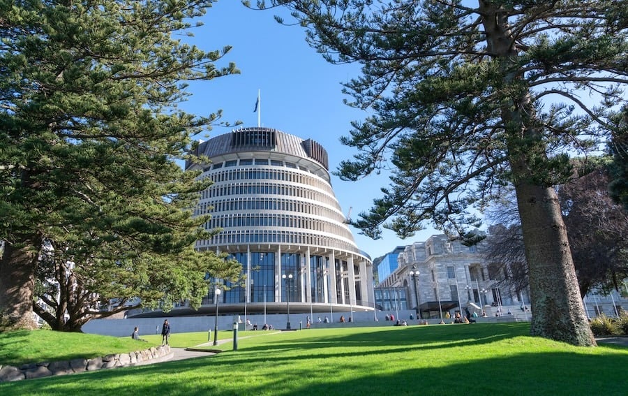 NZ parliament buildings and Beehive