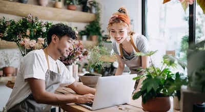 people working in a small business