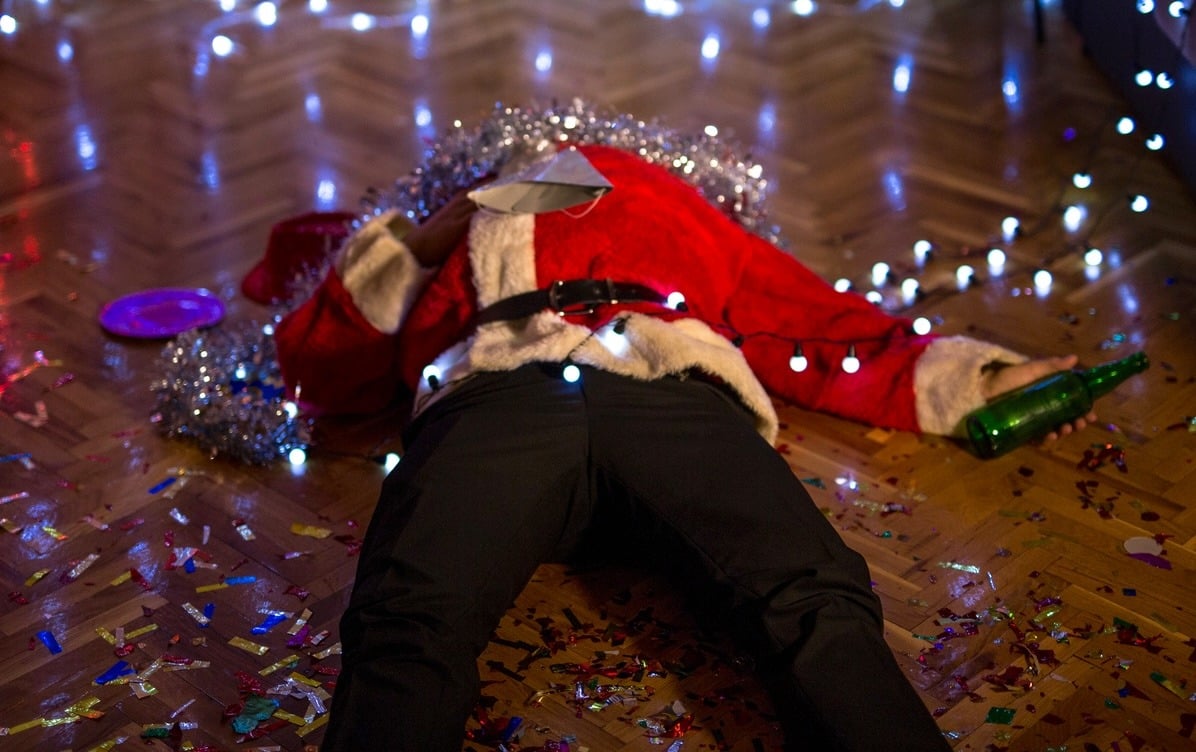 Image of santa claus, drunk