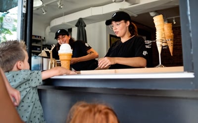 workers in an ice cream shop