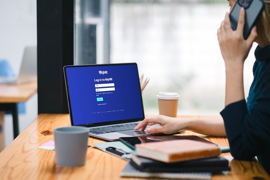 Image of a person using MyHR's platform