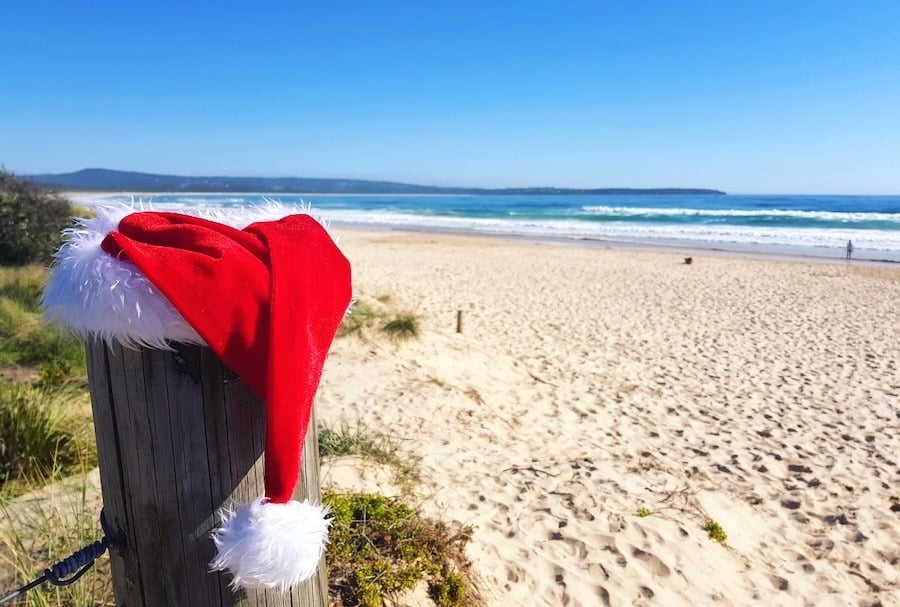 Santa's hat at the beach