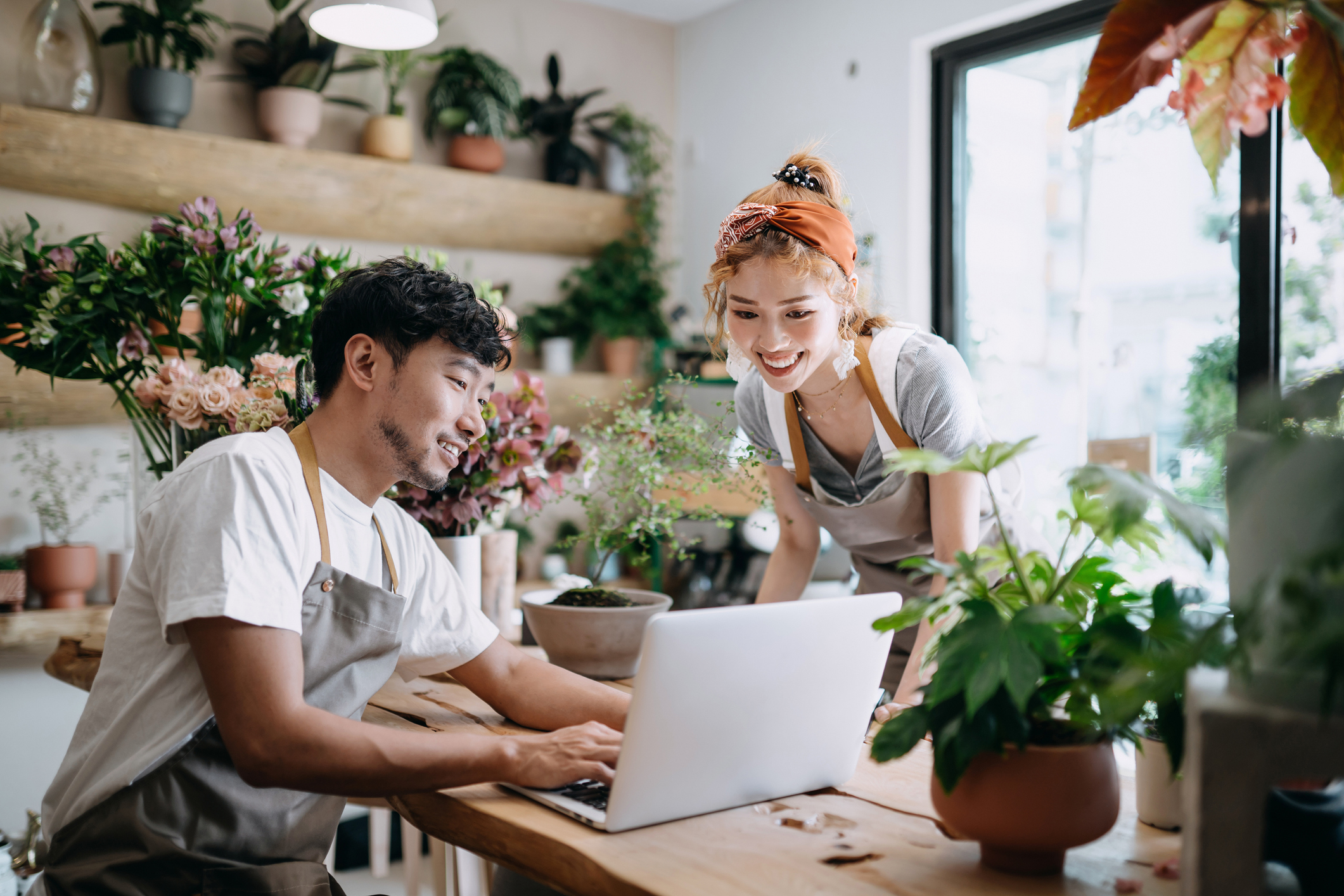 People working in a small business